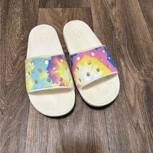 Crocs Tie-Dye Slide Sandals - White Base